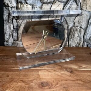 VTG MCM LUCITE MANTLE DESK CLOCK Kienzle W 715 Germany Minimalist Space Age 70's